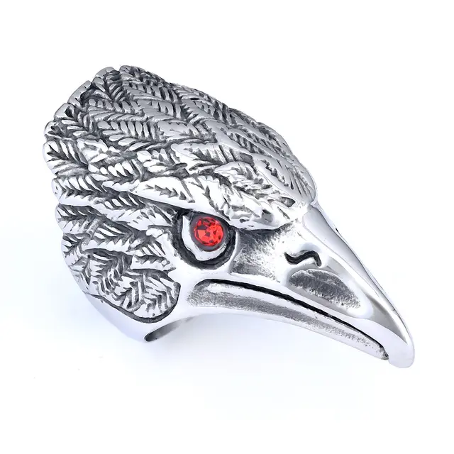 Personality Men's Eagle Ring Motorcycle Series Animal Eagle Head Ring Red - Shop at LoveMi