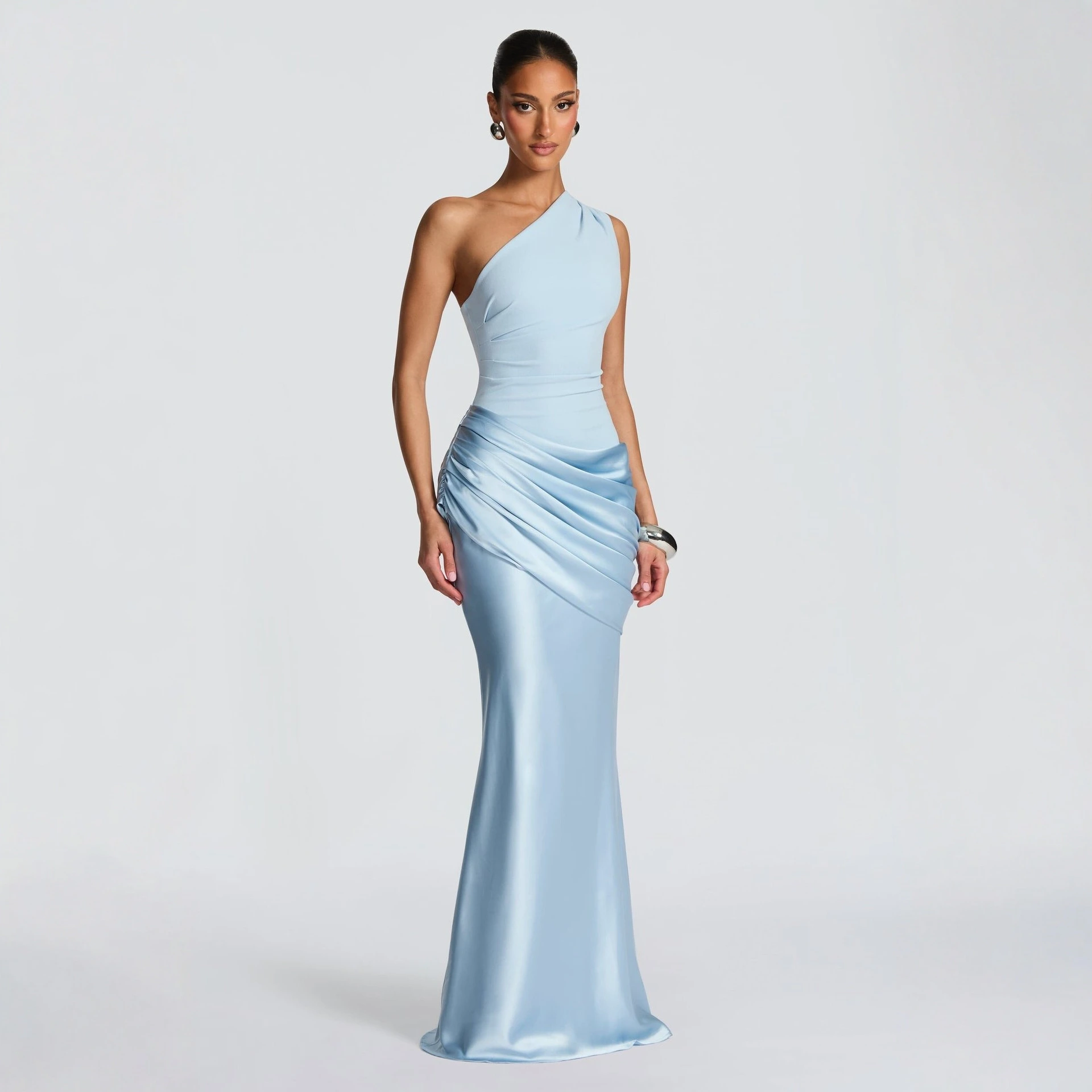 Casual Long Sleeve Slim-fit Solid Color Bodycon Dress - Navy Blue