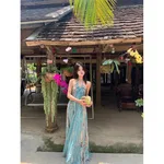 Women's Retro Bohemian Halter Neck Strap Dress - Picture Color-S - View 1