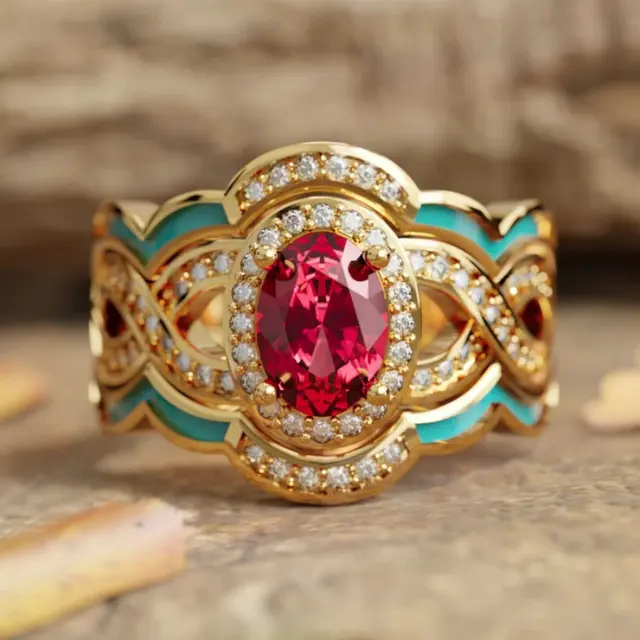 Court Style Ring India Middle East Three Sets Of Rings For Women Gold - Shop at LoveMi