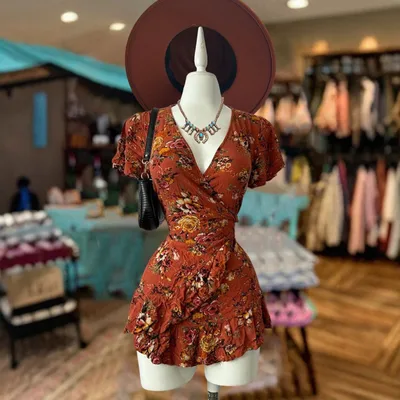 Summer Women's V neck Short Sleeve Chiffon Printed Dress Multicolor - Shop at LoveMi