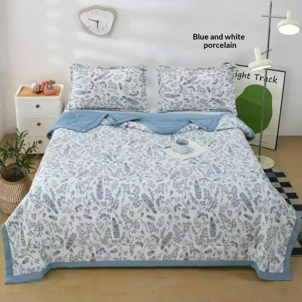 Washed Cotton Air-conditioning Quilt Double Summer Thin - Blue And White Porcelain