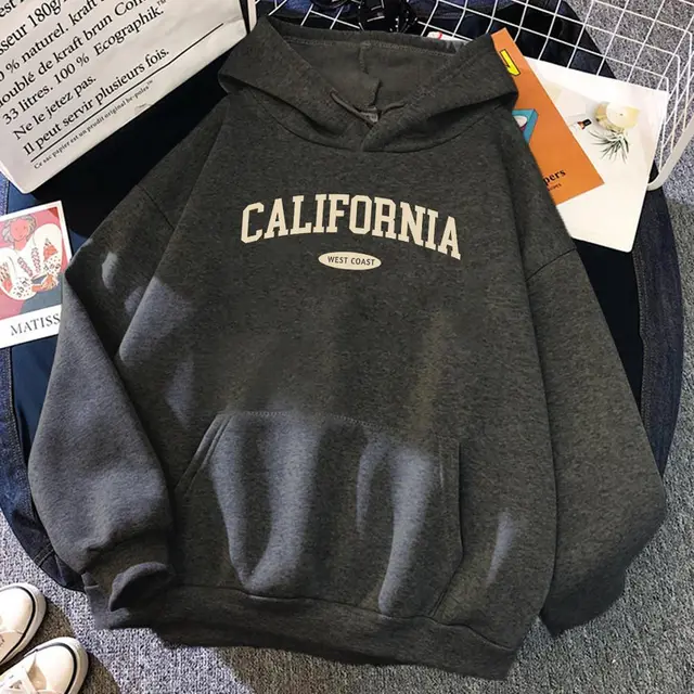 Women's Hooded Street Pocket Round Neck Sweatshirt Dark Gray - Shop at LoveMi