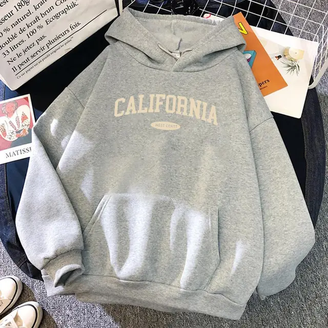 Women's Hooded Street Pocket Round Neck Sweatshirt Gray - Shop at LoveMi