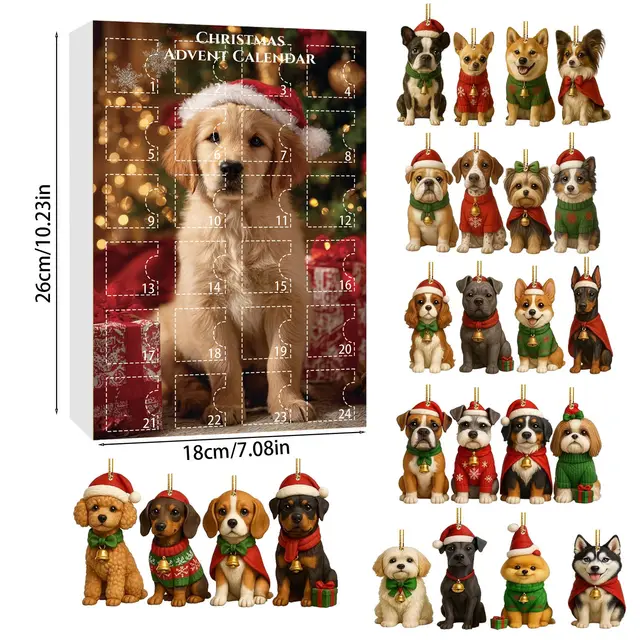 Dog Lovers Advent Calendar Acrylic Hanging Blind Box Christmas Blind Box C - Shop at LoveMi
