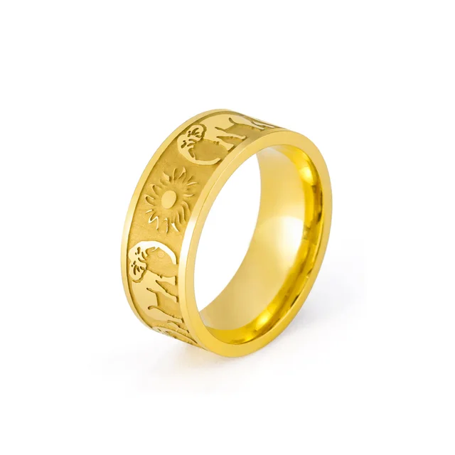 Cutting Titanium Steel Elephant Stainless Steel Unisex Ring Gold - Shop at LoveMi