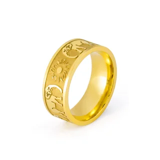 Cutting Titanium Steel Elephant Stainless Steel Unisex Ring - Gold