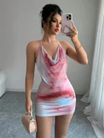 Tube Top Tie-dye Print Dress - Mixed Color-Xl