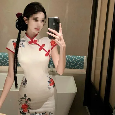 New Chinese style Improved Cheongsam Buttoned Dress Picture Color Xl - Shop at LoveMi