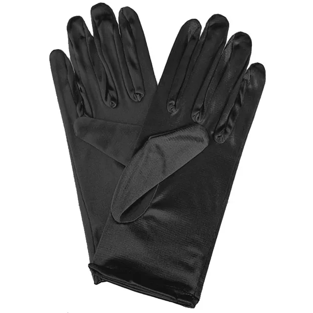 Bridal Wedding Gloves Short Satin Dress Cheongsam Gloves Black - Shop at LoveMi