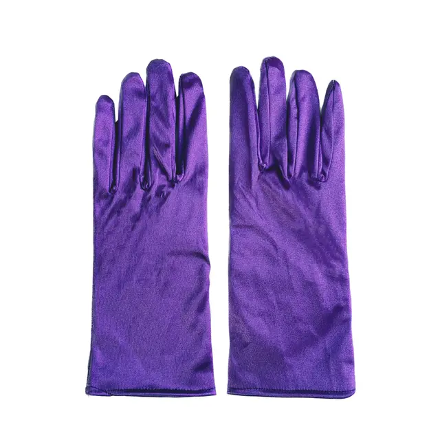 Bridal Wedding Gloves Short Satin Dress Cheongsam Gloves Dark Purple - Shop at LoveMi