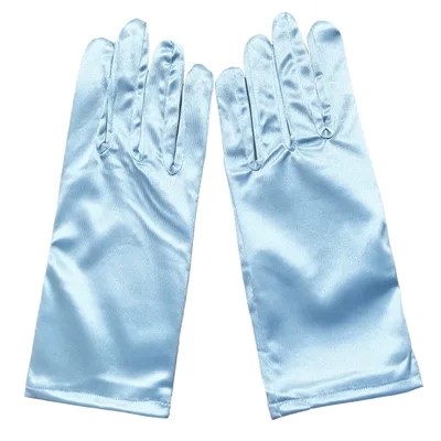 Bridal Wedding Gloves Short Satin Dress Cheongsam Gloves Sky Blue - Shop at LoveMi