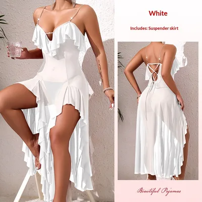 Sheer Temptation Backless Elegant Evening Gown White - Shop at LoveMi