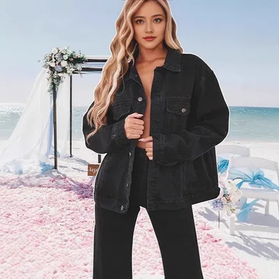 Fashion Denim Jacket Top Women Black - Shop at LoveMi