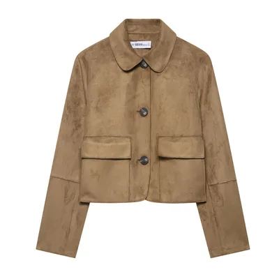 Retro High end Suede Leather Jacket Khaki - Shop at LoveMi