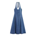 Off-the-shoulder Backless Denim Dress For Women - Picture Color-Xs - View 1