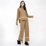 Fashionable And Versatile Autumn And Winter Knitted Two-piece Set - Camel