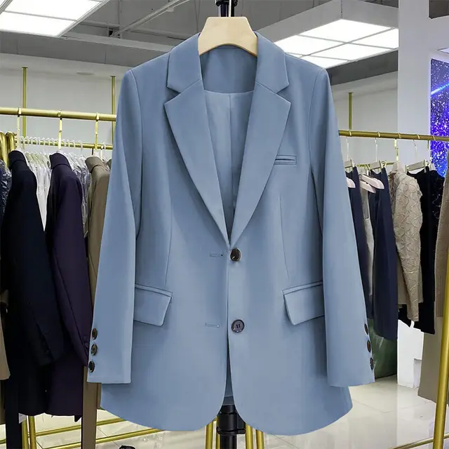 Women's Casual Loose Design Stylish Commuting Coat Light Blue - Shop at LoveMi