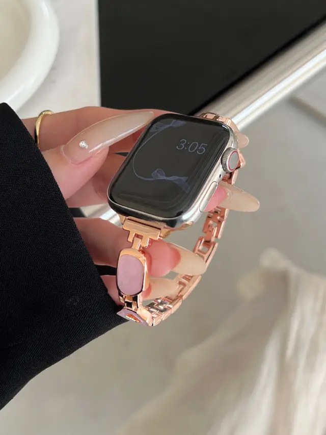 Resin Metal Strap Iwatch98 Generation 7654SE Rose Gold Pure Pink - Shop at LoveMi