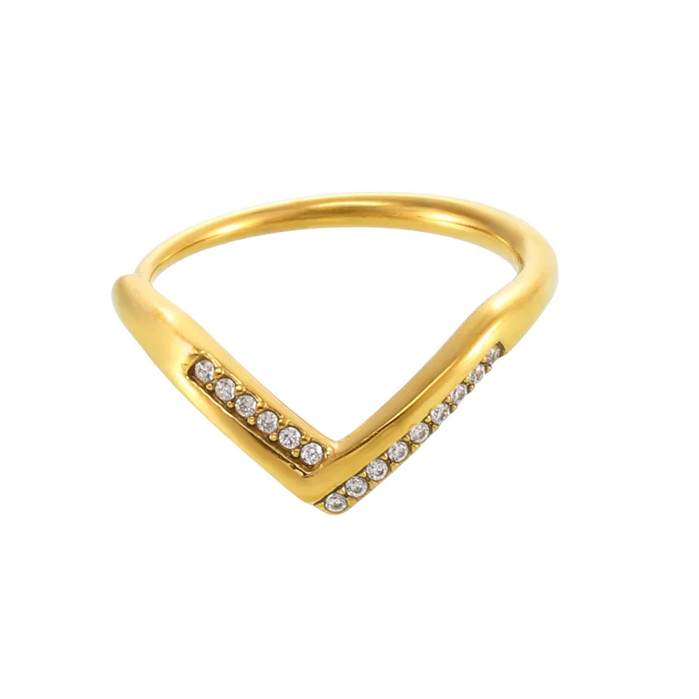 Stainless Steel Ring For Women Does Not Fade Gold White Zircon Ring - Shop at LoveMi