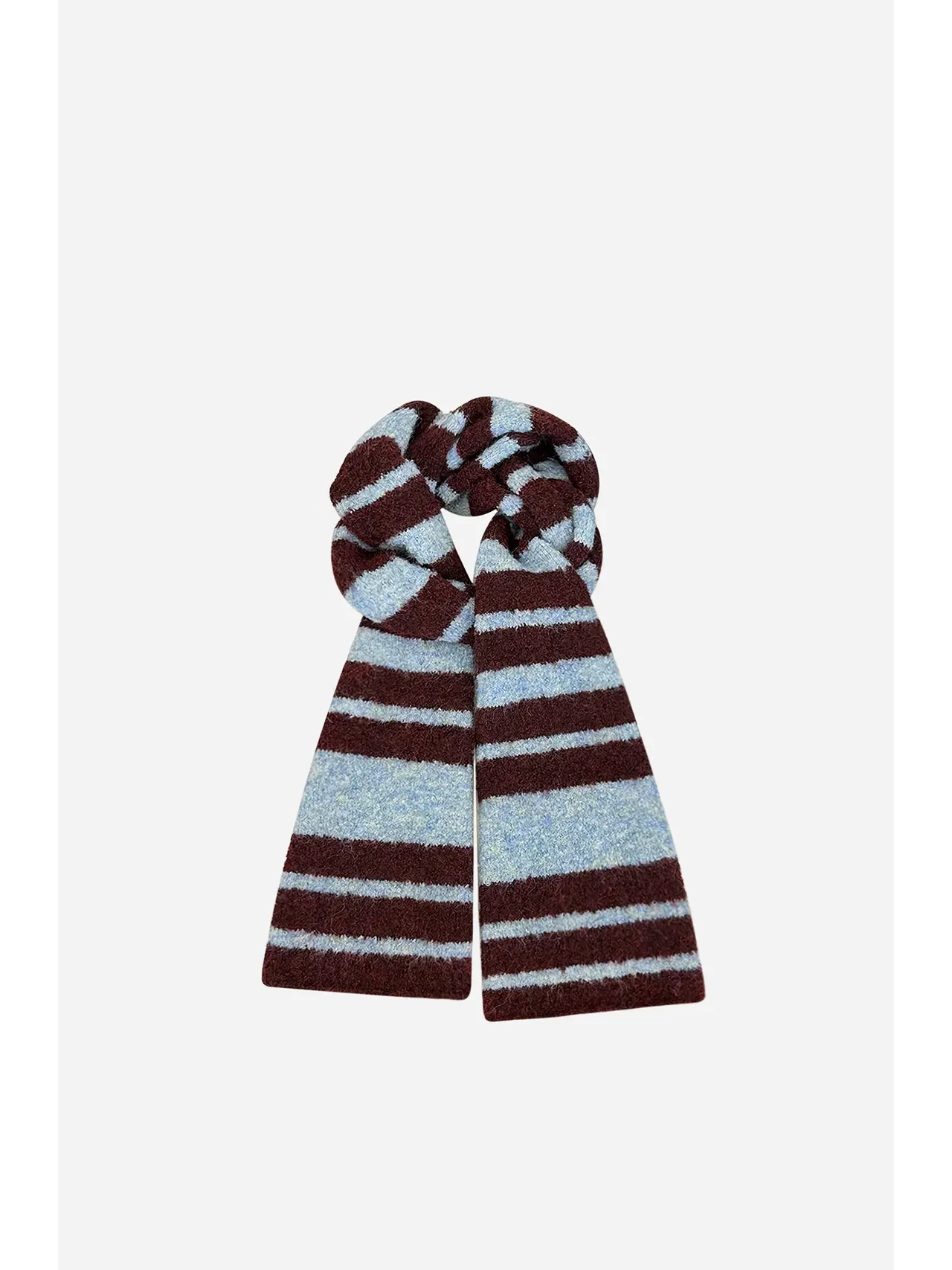Striped Knit Scarf Women's Warm Neck Warmer - Blue Brown Stripes