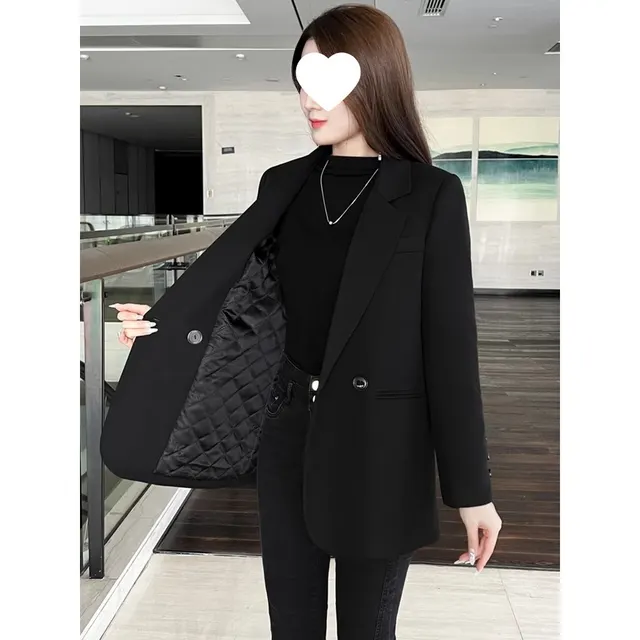 Thickened Coat Women's Casual Professional Blazer Black - Shop at LoveMi