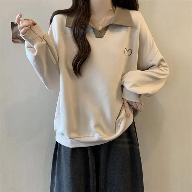 Loose Slim Plus size Lazy Style Design Coat Top Khaki - Shop at LoveMi