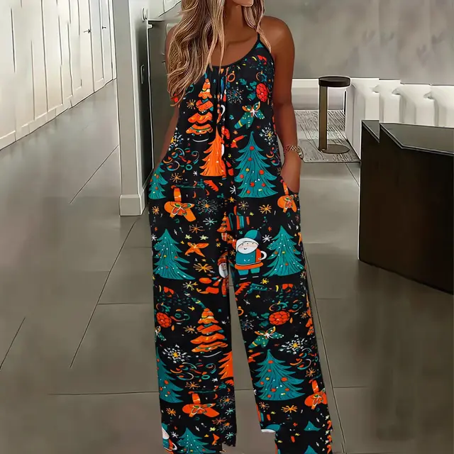 Female Creative Versatile Printing Gallus Siamese Trousers Green - Shop at LoveMi