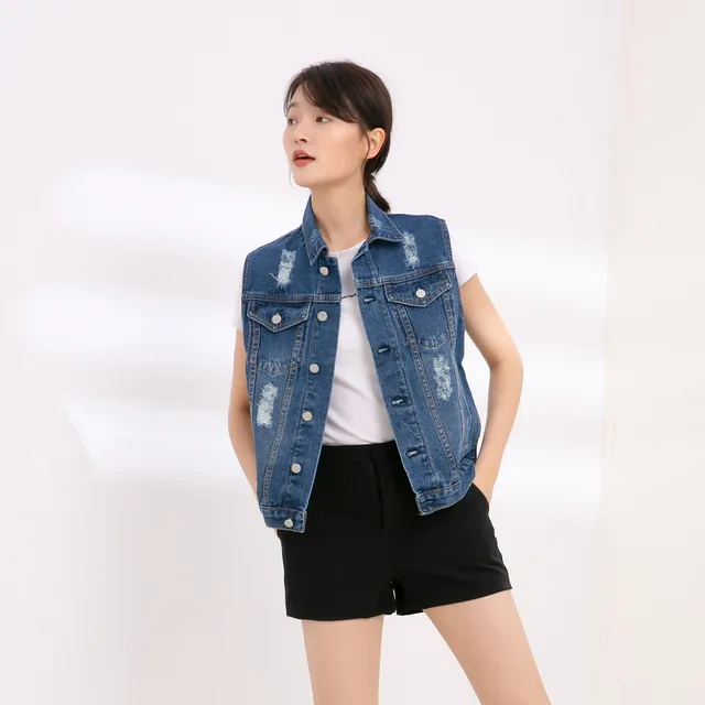 Hole Vest Plus Size Women's Coat Dark Blue Holes - Shop at LoveMi