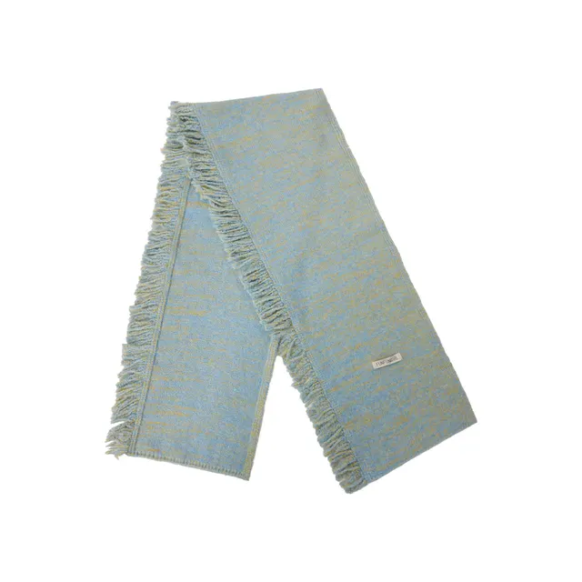 Side Fringe Wool Scarf Simple Casual Thickened Neck Warmer Blue - Shop at LoveMi