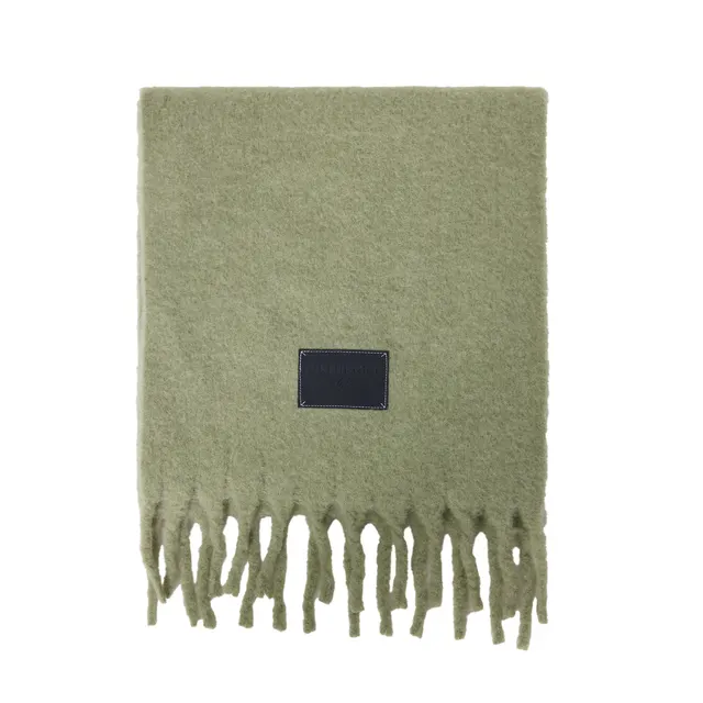 Solid Color Fringe Wool Scarf Women's Thickened Warm Neck Wrap Light Army Green - Shop at LoveMi
