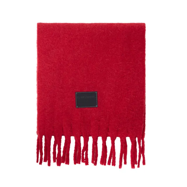 Solid Color Fringe Wool Scarf Women's Thickened Warm Neck Wrap Red - Shop at LoveMi