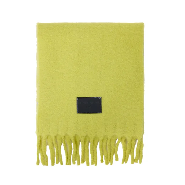 Solid Color Fringe Wool Scarf Women's Thickened Warm Neck Wrap Yellow Green - Shop at LoveMi