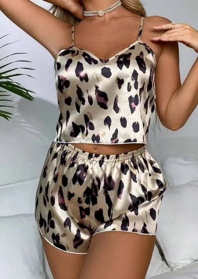 Leopard Print Camisole Pajama Set For Women Leopard - Shop at LoveMi