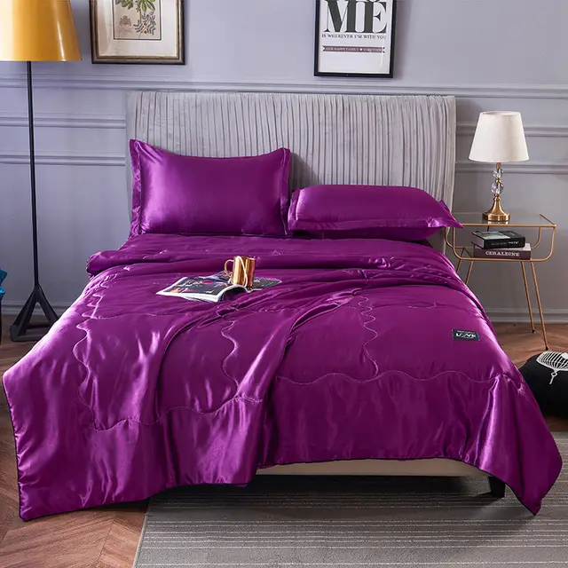 Summer Washed Silk Solid Color Air Conditioner Charming Purple - Shop at LoveMi