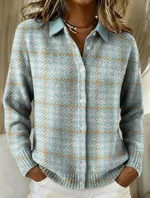 Women's Shirt Lapel Cardigan Top Solid Color - Color 39 - View 1