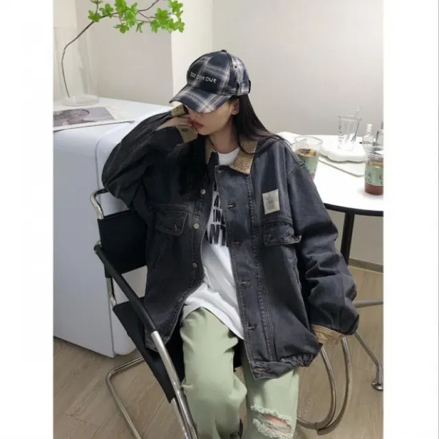 Spring And Autumn Classic Trendy Retro Style Denim Jacket For Women Black - Shop at LoveMi