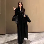 Black High-end V-neck Knitted Dress, New Autumn Style, Slim And Slimming - Black