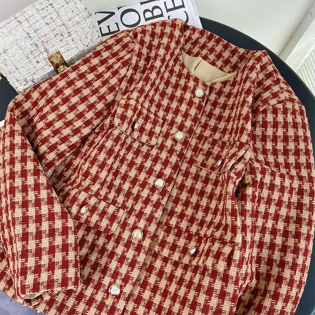Chanel style Short Jacket For Women Slimming And Versatile Top Red - Shop at LoveMi