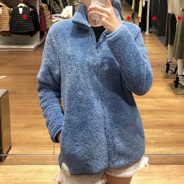 Women's Warm Fleece lined Long Sleeve Zip up Jacket Lake Blue - Shop at LoveMi