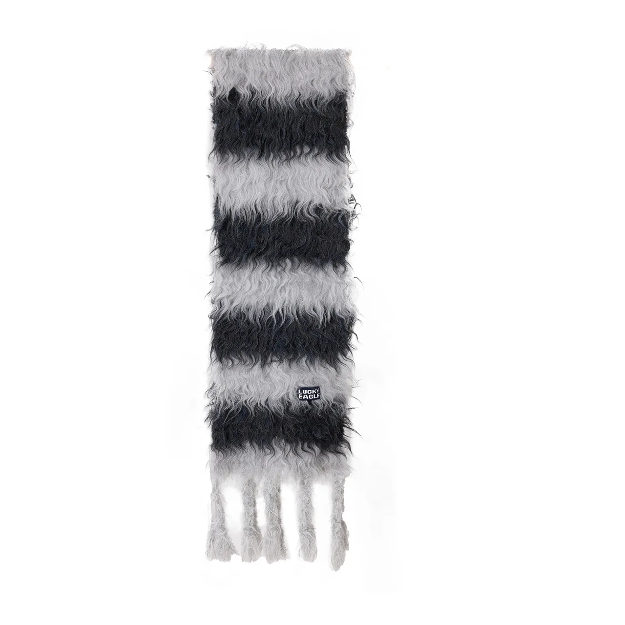 Striped Color-block Wool Scarf Warm And Thick Neck Warmer - Black And Gray