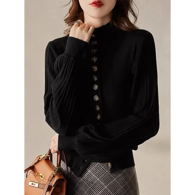 Retro Elegant Casual Top For Women Black - Shop at LoveMi