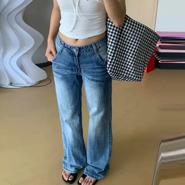 American Retro Flared Jeans For Women In Spring And Autumn Blue - Shop at LoveMi