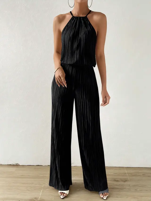 Lady's Spring And Summer Fashionable And Elegant Halter Jumpsuit Black - Shop at LoveMi