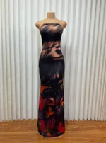 Sexy Strapless Fitted Backless Bodycon Dress - Picture Color-L - View 1