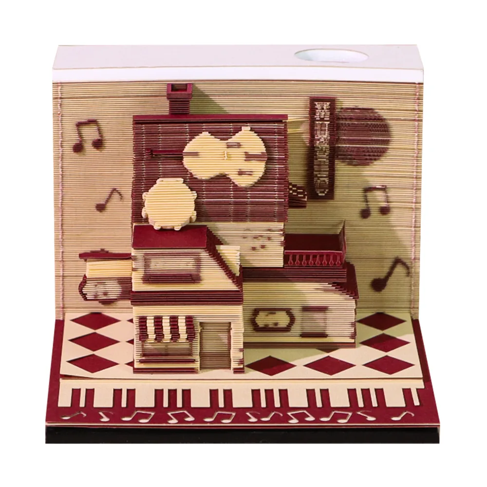 3d Stereo Note Paper Carving Music Store Model - English Version