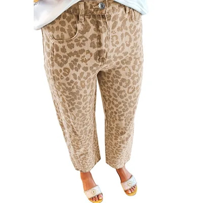 New High waisted Trendy Leopard Print Straight leg Pants Lc7875680P1620 - Shop at LoveMi