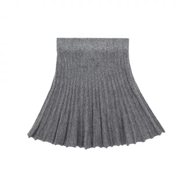 High neck Long sleeved Top With Pleated Mini Skirt Knit Set Skirt - Shop at LoveMi