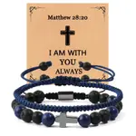 Blue Rope Cross Bracelet Set