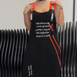 Women's Printed Sleeveless Vest T-Shirt Top - Black